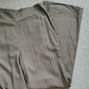 Cristina B Women's Olive Green Straight Leg Linen Blend Pants Size S Resort